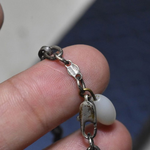 Vintage silver 925 bracelet with pink beads used