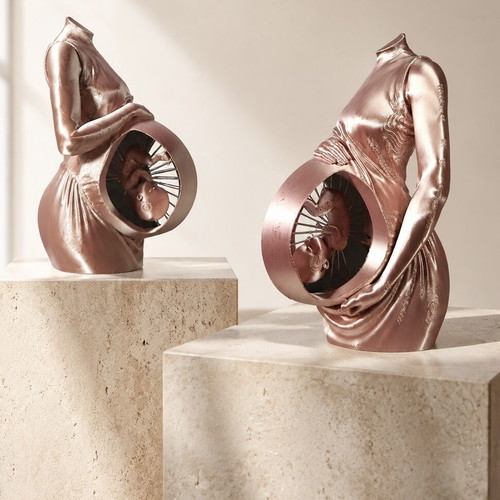 Surreal Decorative Sculpture / Lamp "Woman & Embryo"