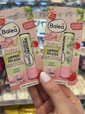 Balea lip balms set of 2, new limited edition strawberry matcha