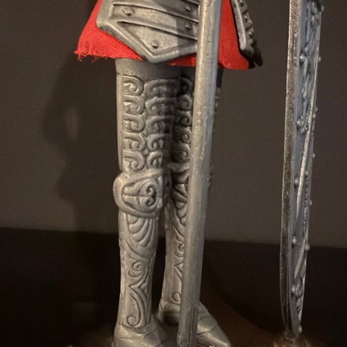 Vintage Medieval Metal Knight 28cm with Shield and Halberd like new