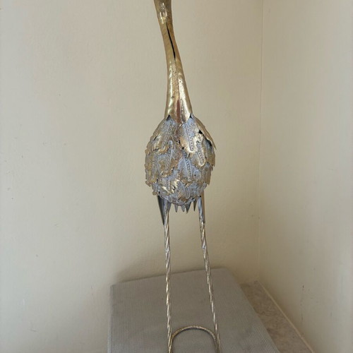 Decorative flamingo-type bird forged metal like new