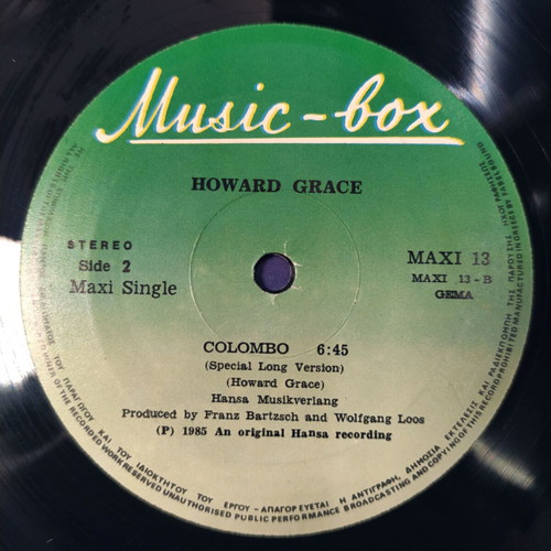 Morris Tonight's The Night Howard Grace Colombo 12'' vinyl maxi single used