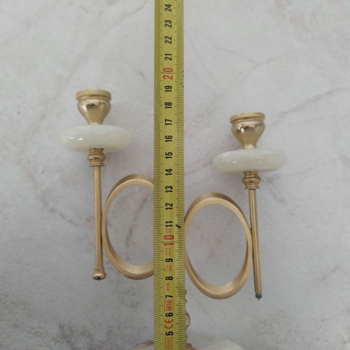 Vintage candlestick made of onyx and brass, like new