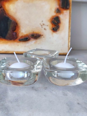 Glass tealight candle holders set of 3 minimal design like new