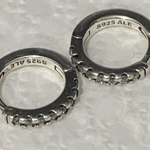 Pandora silver earrings like new with zircon stones