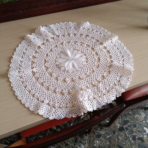 Handmade crocheted doilies used, set of 2, 40 cm