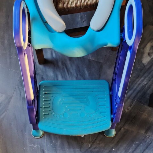 Toilet seat with step stool for children used