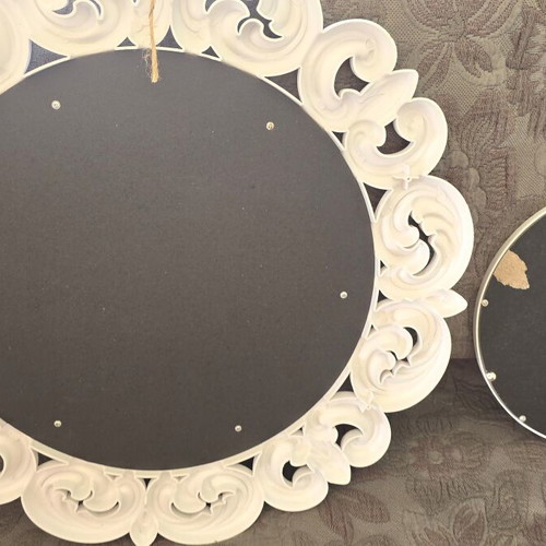 Set of 2 Wall Mirrors vintage shabby chic style white and gold