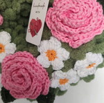 Wreath with handmade knitted flowers new