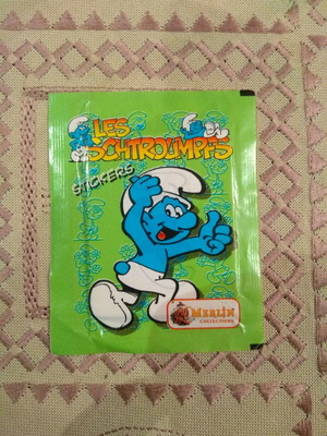 Les Schtroumpfs Merlin sealed sticker pack new from 1995