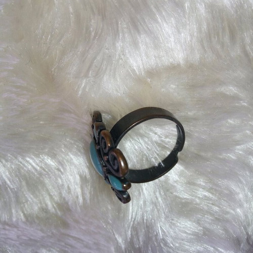 Boho ring with turquoise stones and oxidized metal design new