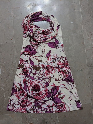 Artisti Italiani halter dress M, like new, ecru with purple floral