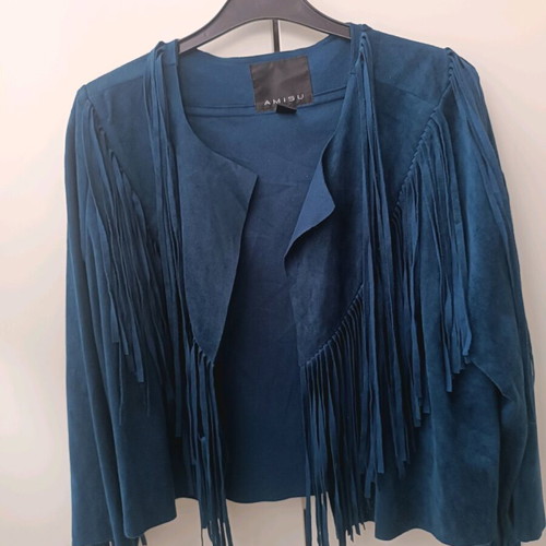 Jacket with fringes like new, castor style, blue