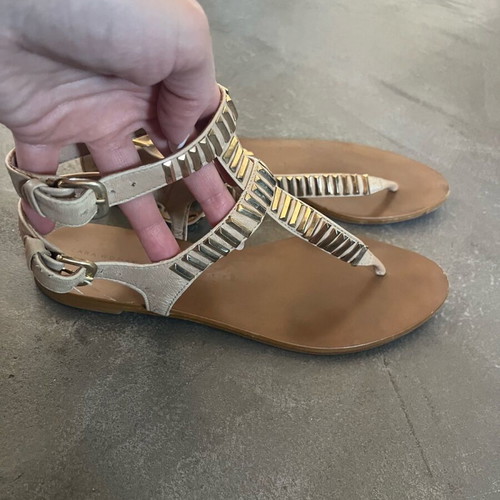 Zara women's sandals used, size 39, gold with double straps
