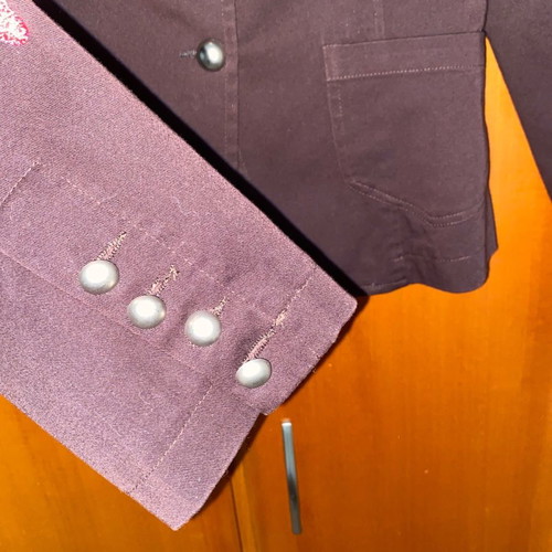 Women's jacket used brown with silver buttons, size L