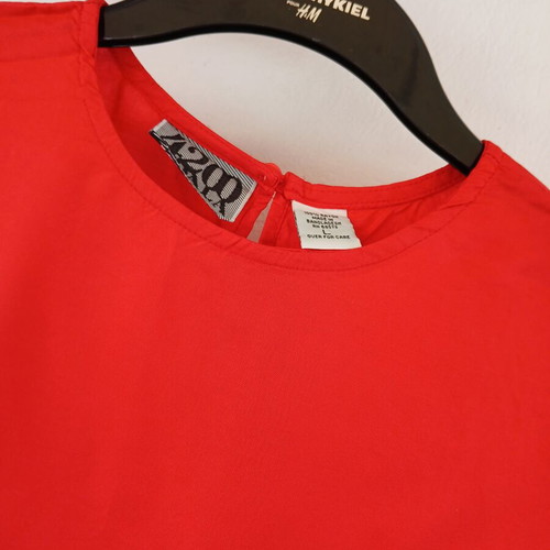 Short-sleeve red rayon top large new