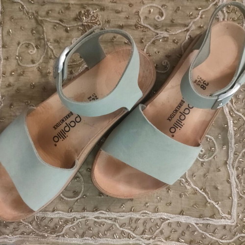 Birkenstock Pappilio Glenda leather anatomical sandals new, turquoise