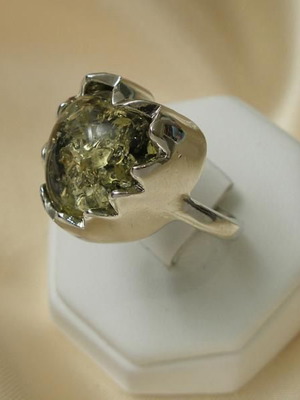 Amber Ring Silver Plated 925 New