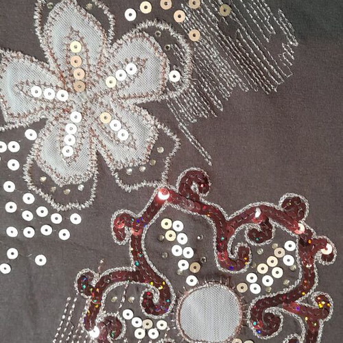 Brown sleeveless top with embroidered sequins like new