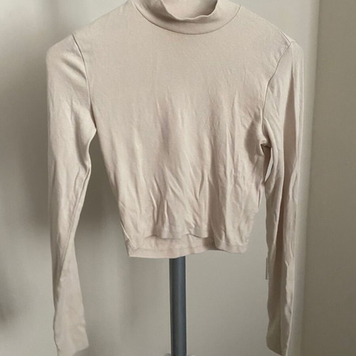 Beige Cropped High Neck Long Sleeve Top Pull&Bear Small Like New