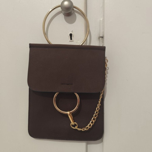 Dark brown bracelet bag like new with ring handle