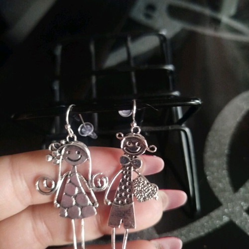 Retro Peg Accessories dangling earrings new, silver