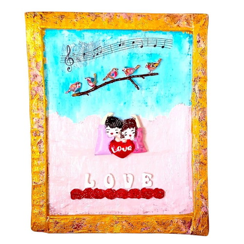 Handmade Saint Valentine frame "The Melody of Love" new