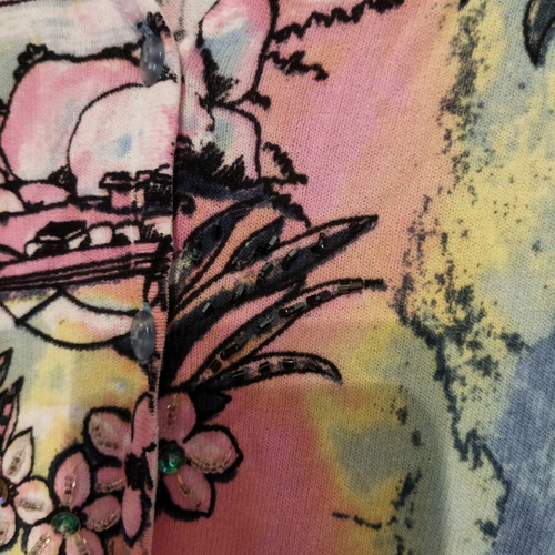 Set top and cardigan like new, multicolored with embroidery and beads