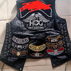 Patched Leather Hog Vest Womens S
