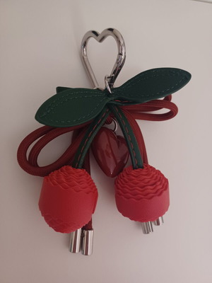 Eco-leather Cherry & Heart keychain with detachable elements