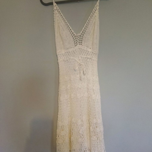 Handmade knitted dress like new, white, size S