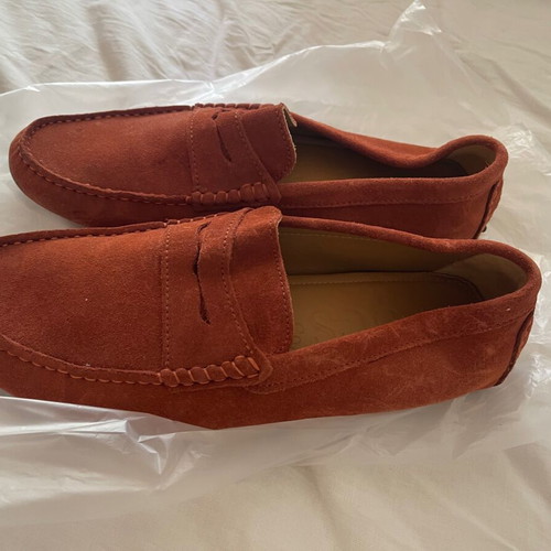 Hugs & Co men's castor moccasins used, UK size 9, orange