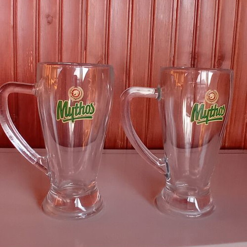 Mythos beer mugs set of 2 like new