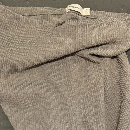 Pull & Bear Ribbed Midi Skirt New Grey