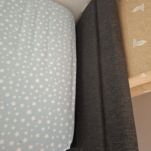Single bed with Media Strom mattress like new, fabric frame