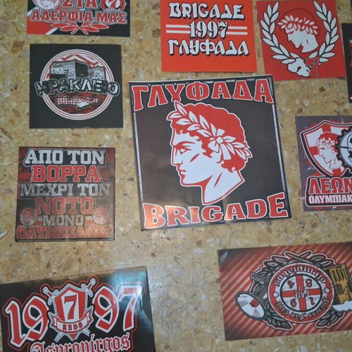 Olympiacos stickers set, like new, pack of 25