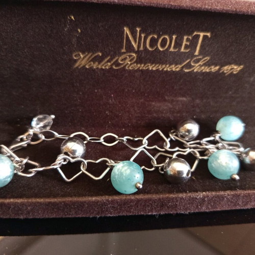 Silver women's bracelet 925 new with larimar stone 23cm