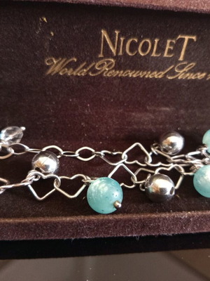 Silver women's bracelet 925 new with larimar stone 23cm