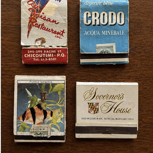 Vintage collectible matchbooks set of 4 from different countries