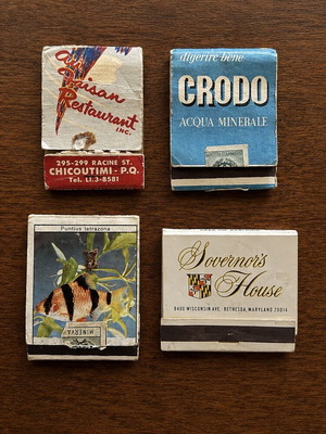 Vintage collectible matchbooks set of 4 from different countries