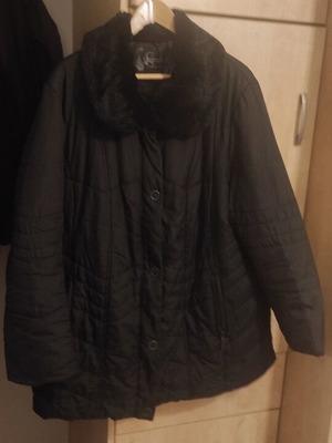 Women's jacket size 50 with detachable fur collar, black