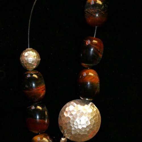 Begleri with genuine Tiger's Eye mineral and solid 925 silver, handmade, INDICO JEWELLS