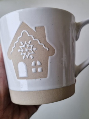 Vicko 330 ml beige half-porcelain coffee mug