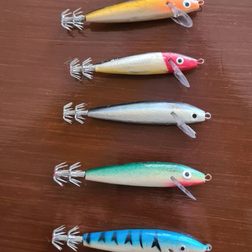 Wooden squid jigs new, pack of 5 pieces