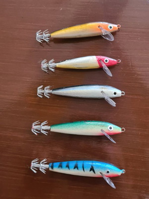 Wooden squid jigs new, pack of 5 pieces