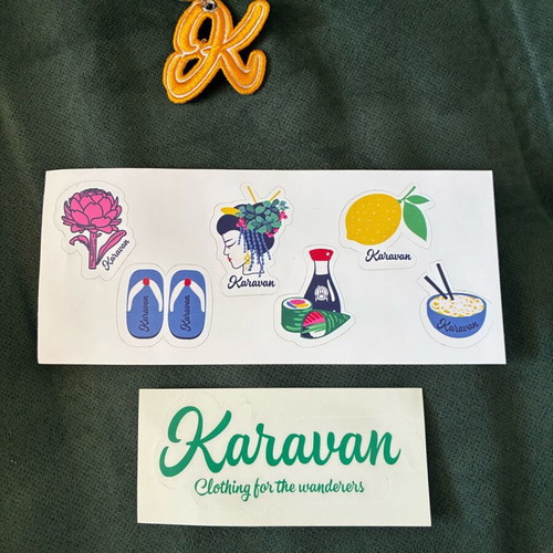 Karavan keychain with collectible stickers new, colorful