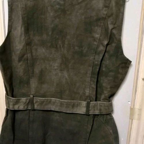 Indian genuine leather vest like new, size M/L, olive-brown