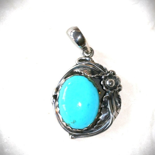 Turquoise Silver 925 Sterling Navajo Indian Pendant Necklace new