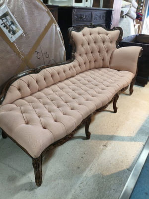 Ανακλιντρο καπιτονέ χειροποίητο σκαλιστό ξύλο καρυδιάς σαν καινούργιο