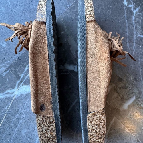 Fringed brown slippers size 38 like new
